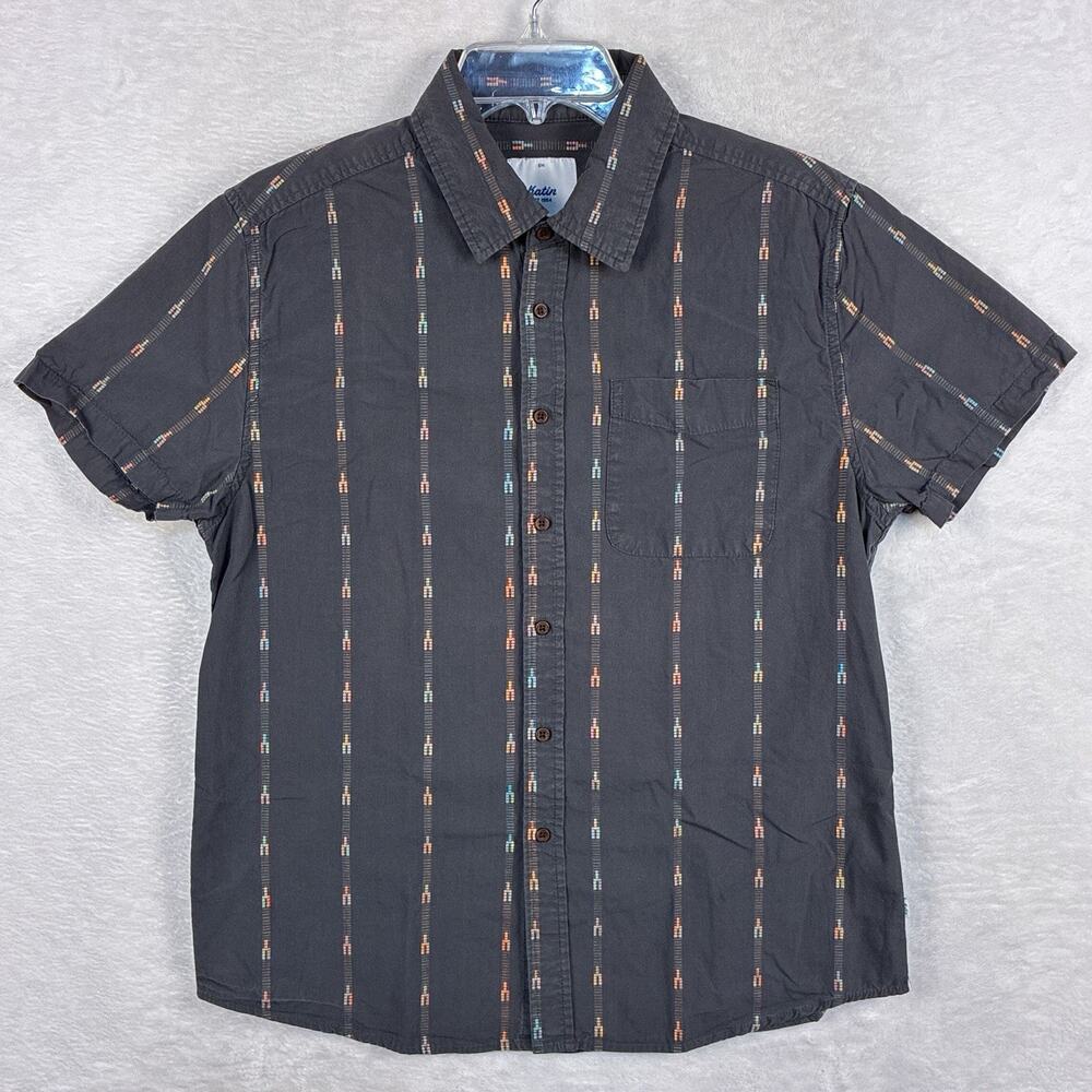 Katin Camp Shirt Men S Gray Orange Striped Outdoor Hiking Preppy Huckberry